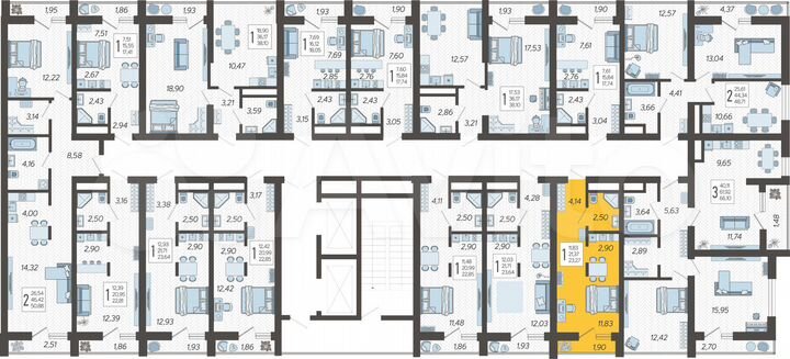 Квартира-студия, 23,3 м², 7/19 эт.