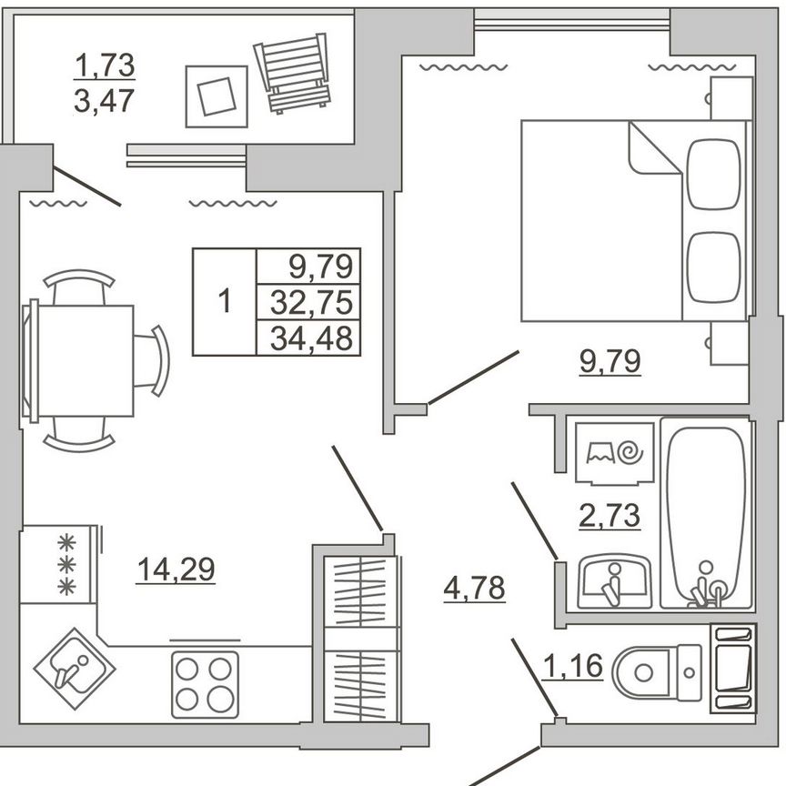 1-к. квартира, 34,5 м², 8/11 эт.