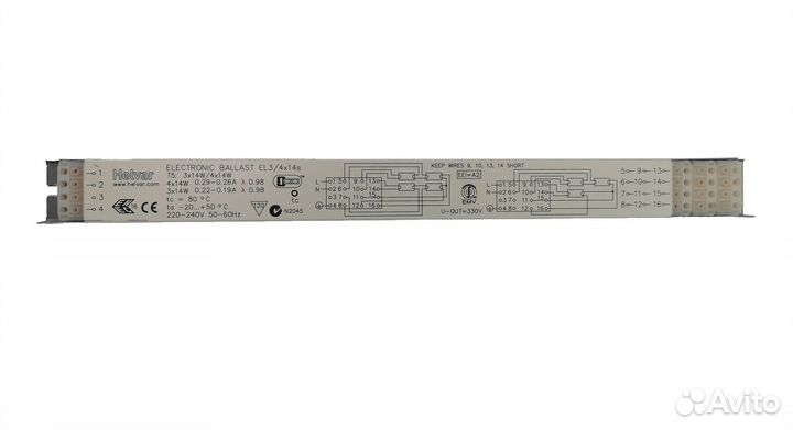 Пра для электронных ламп Helvar EL3/4x14s T5: 3x14