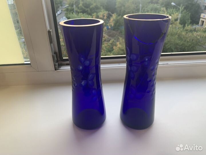 Ваза синее стекло СССР