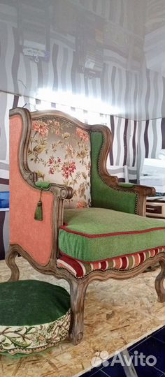 Кресло каминное заказ, реставрация мягкой мебели