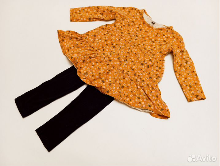 Платье и леггинсы hm 86 92 хлопок