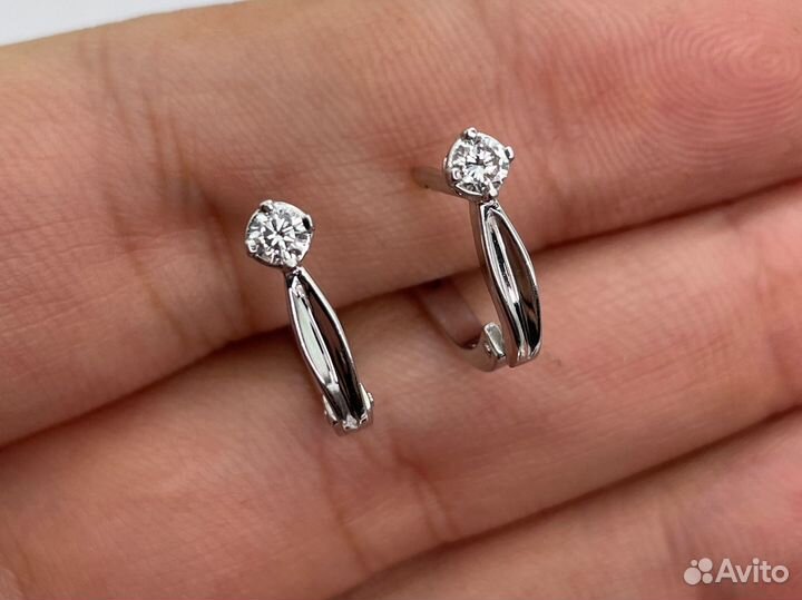 Золотые серьги с бриллиантами 0.2 ct