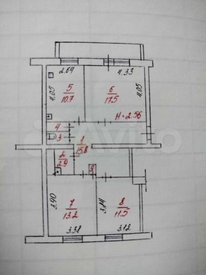 3-к. квартира, 74,3 м², 1/2 эт.