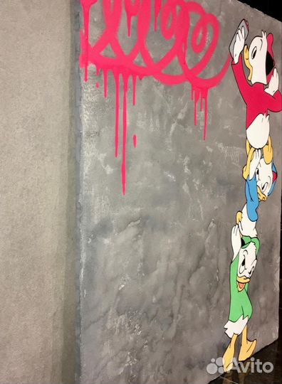 Картина большая акрилом на холсте граффити Дисней