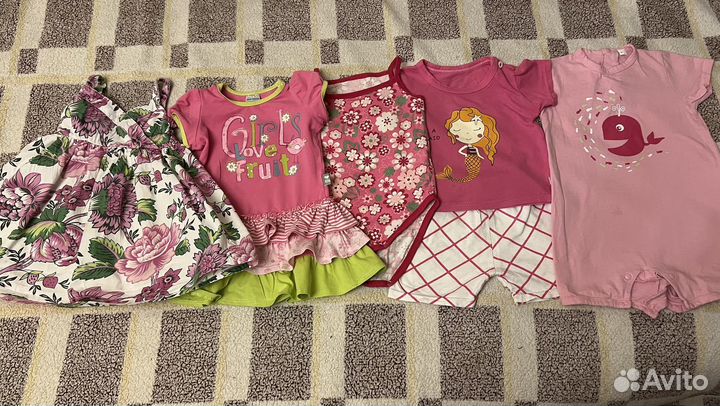 Комплект летних вещей на девочку 74-80 пакетом