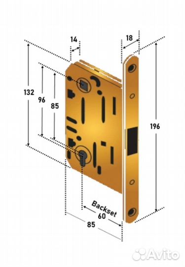 Замок защелка для межкомнатной двери бронза
