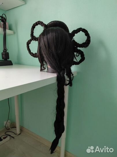 Чёрный китайский женский парик с укладкой