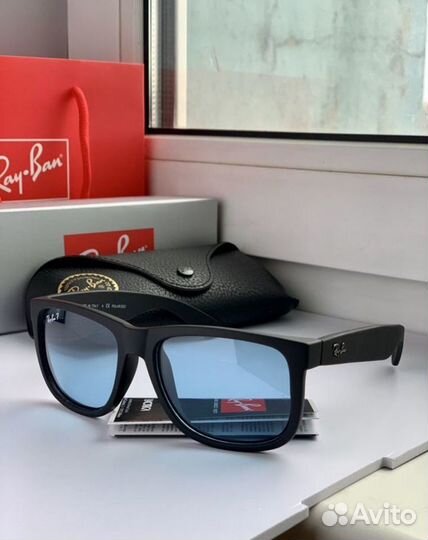 Очки ray ban Justin polaroid голубые