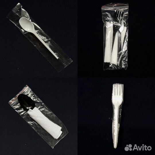Одноразовые пластиковые приборы, вилка, ложка, нож