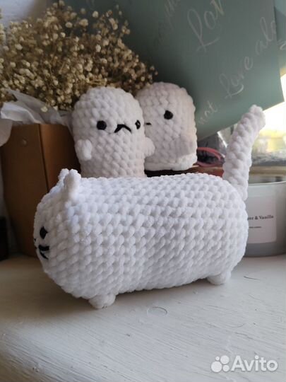 Вязанная мягкая игрушка кот ручной работы