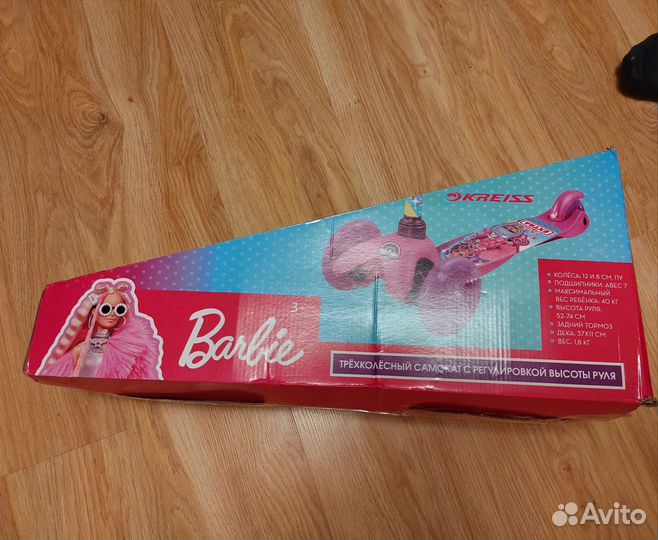 Самокат трёхколёсный Kreiss Barbie для девочки нов