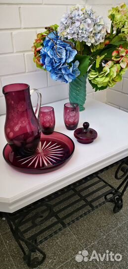Марганцевое стекло СССР графин со стаканами