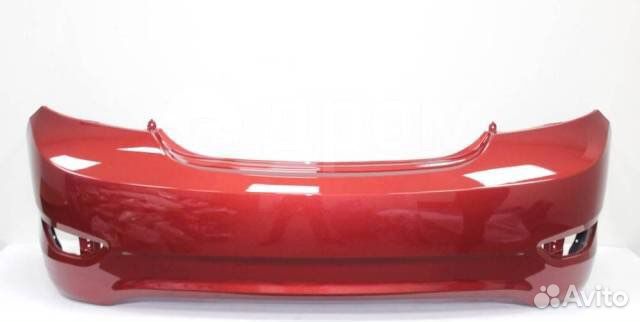 Hyundai Solaris 4D Задний бампер дорест Красный