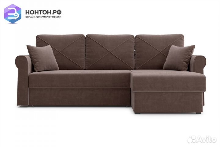 Диван угловой дельфин Лира коричневый