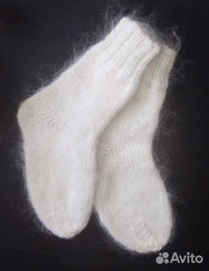 Пуховые шерстяные носки белые