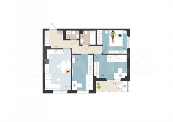 3-к. квартира, 64,7 м², 16/16 эт.