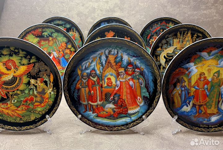 Коллекция 9 тарелок Палех (20см). Русские сказки