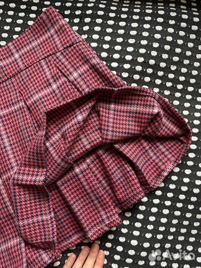 Юбка мини детская плиссе розовая в клетку 14л Zara