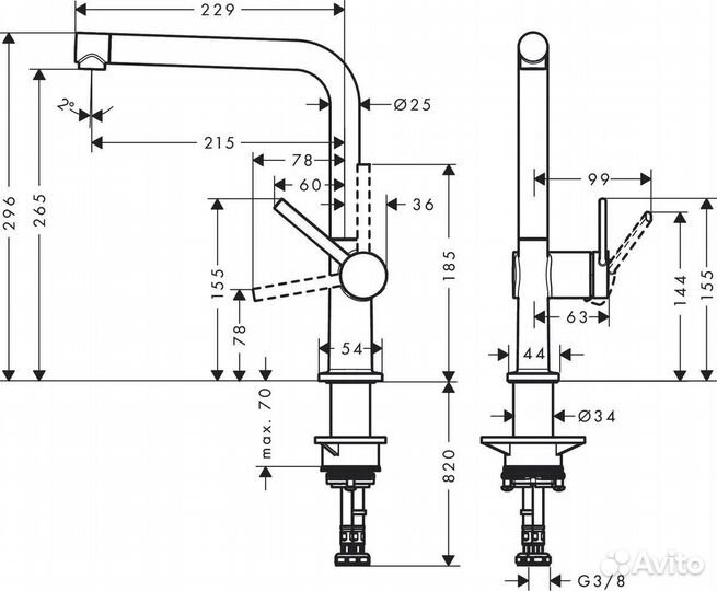 Смеситель для кухни hansgrohe 72840800 Хром