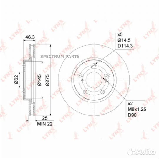 Диск тормозной перед lynxauto BN1157
