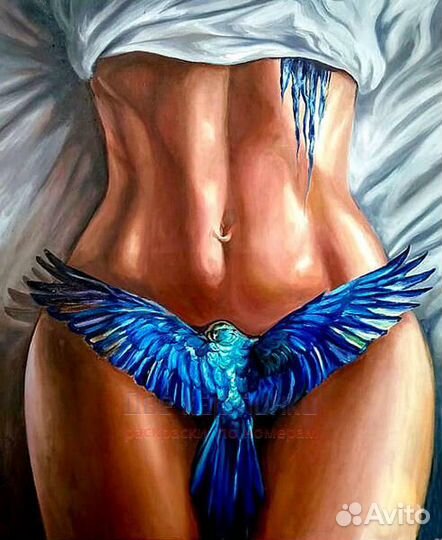 Картина по номерам 40x50 Девушка с синей птицей