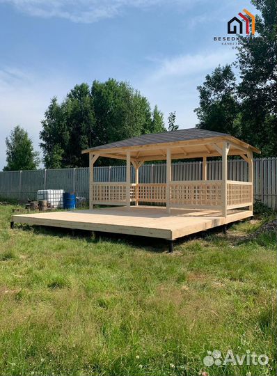 Беседка из сосны. Доставка