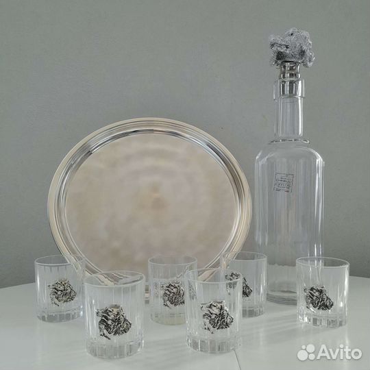 Набор Chinelli Italy Спаниэль Штоф, стопки, поднос