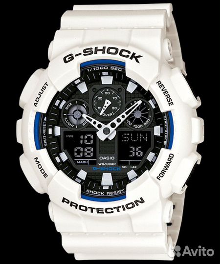 Новые часы Casio G-shock GA-100B-7A, белые