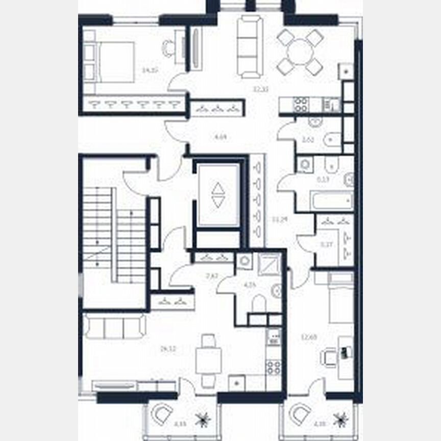 2-к. квартира, 76,3 м², 5/12 эт.