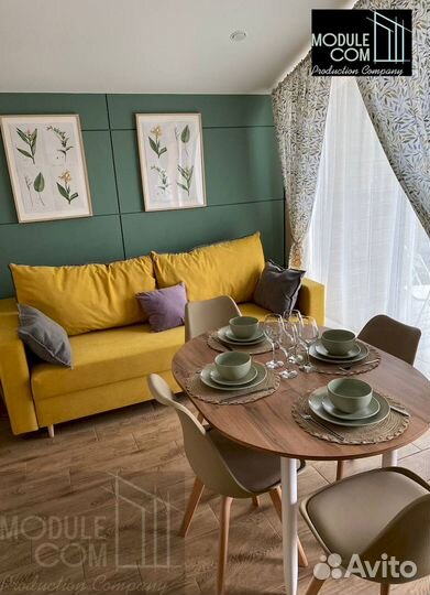 Модульный дом с отделкой и закрытой террасой