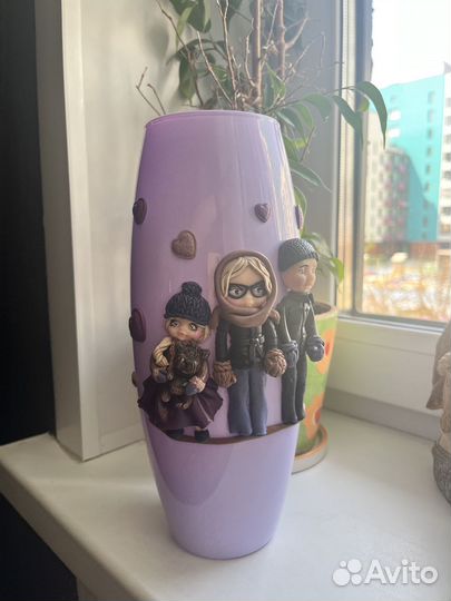 Ваза с декором из полимерной глины