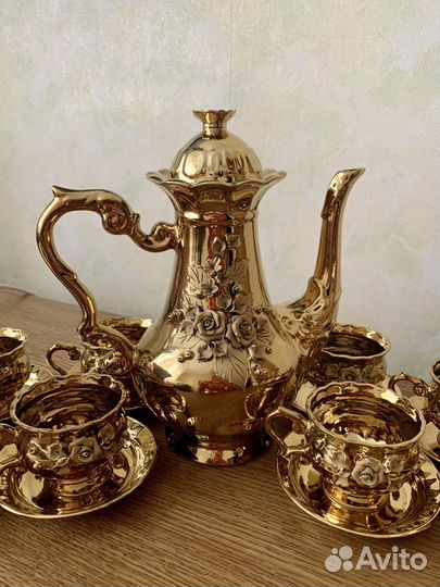 Чайный сервиз «Золотая Роза» ручной работы новый