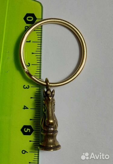 Брелок Шахматный конь из латуни