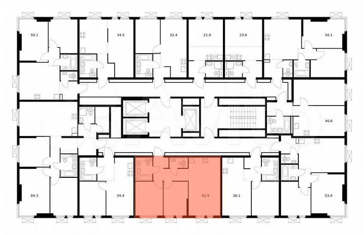 2-к. квартира, 52,9 м², 15/22 эт.