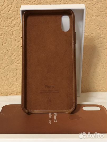 Чехол Apple Leather Case для iPhone X/Хs (коричн)