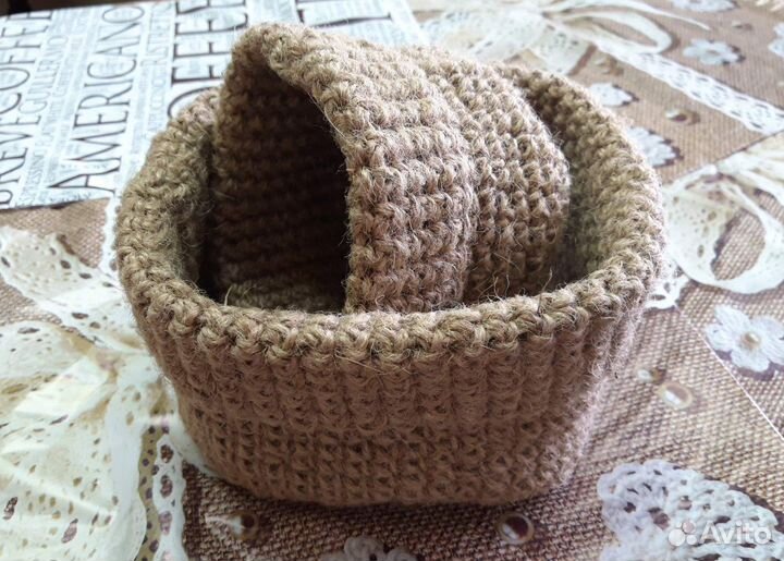 Корзины интерьерные, квадратные. Джут