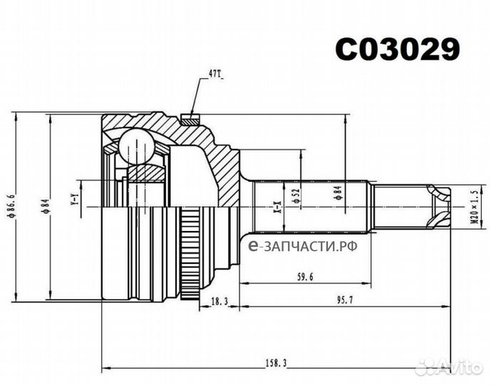Sangsin brake C03029 шрус внешний передний
