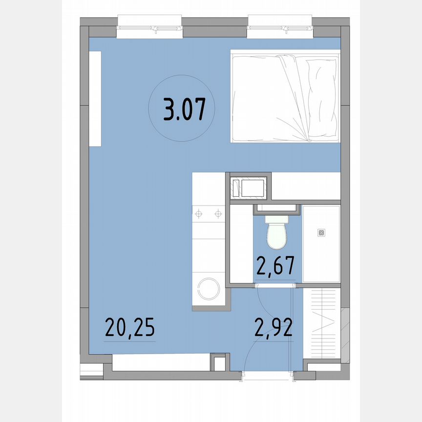 1-к. апартаменты, 27,5 м², 3/13 эт.