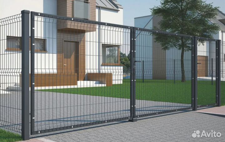 Ворота распашные из 3D сетки