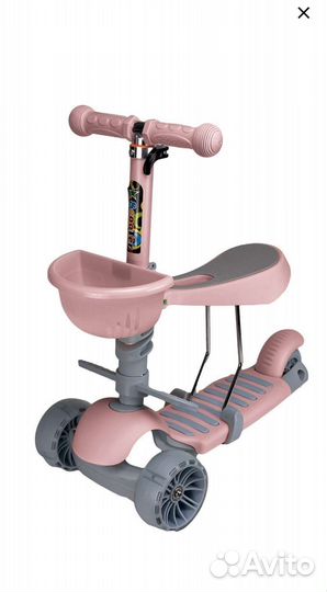 Самокат с родительской ручкой и сиденьем