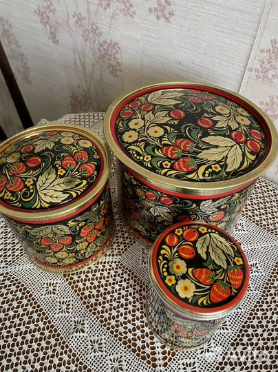 Набор жестяных банок, новые, СССР