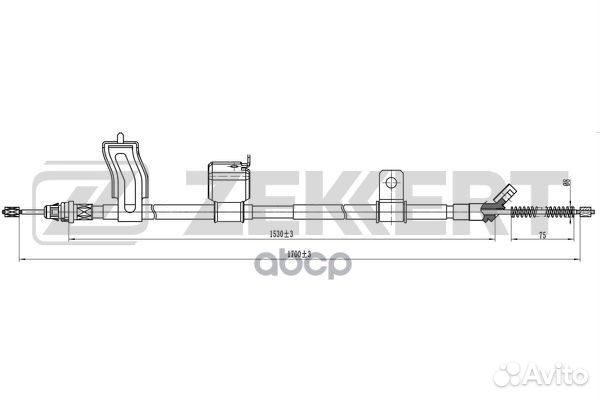 Трос стояночного тормоза левый Nissan Qashqai