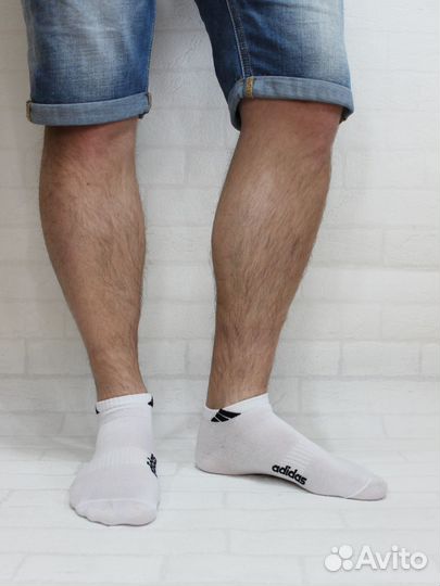 Носки Adidas белые черные короткие