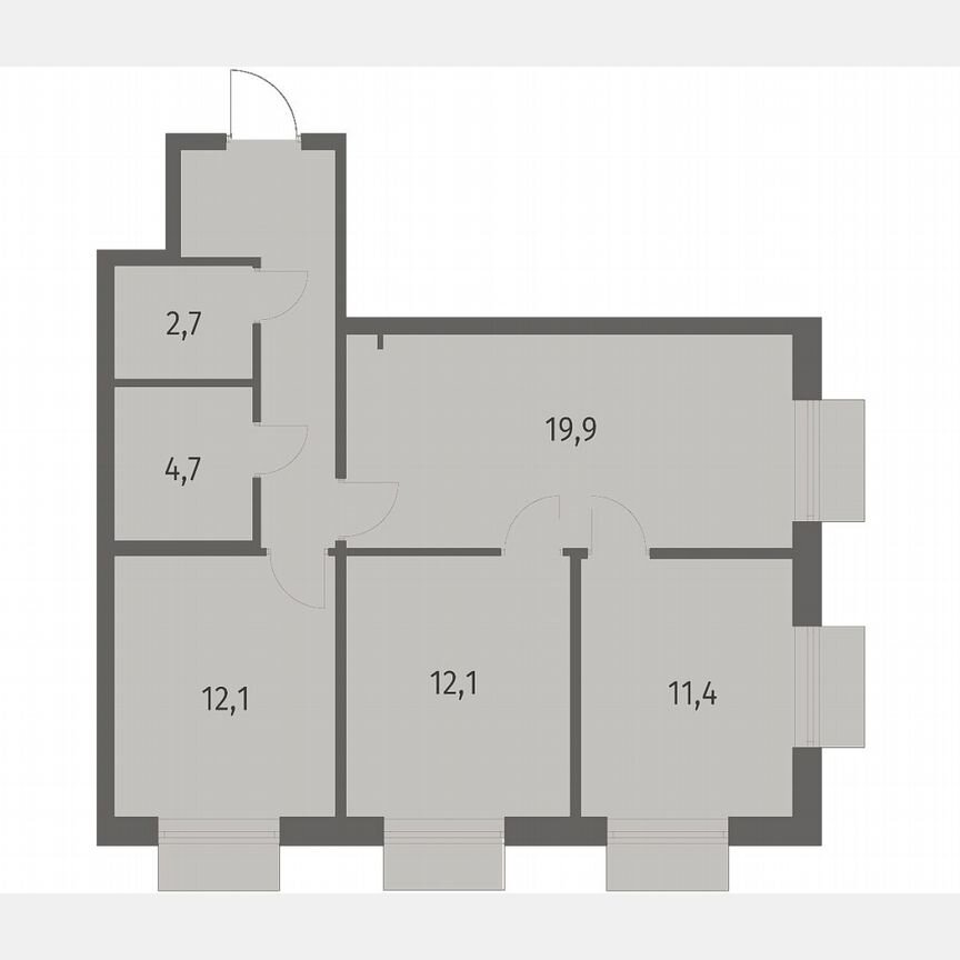 3-к. квартира, 71,4 м², 7/12 эт.