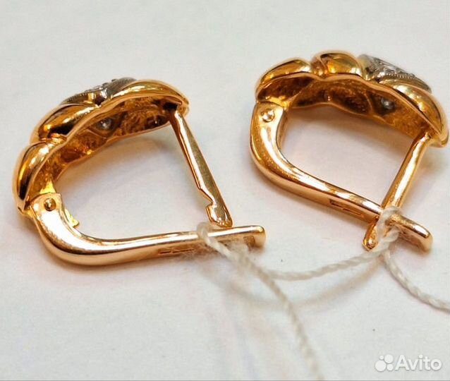 Серьги с природным камнем Золото