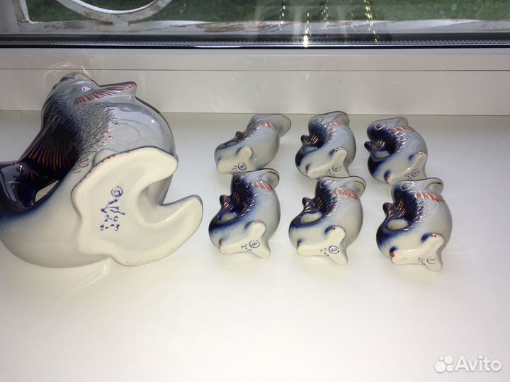 Штоф рыбки с рюмками СССР