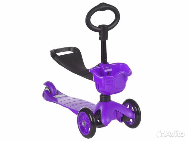 Самокат 3-х колесный, с сиденьем, цв: фиолетовый