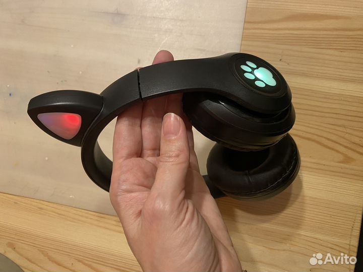 Наушники кошечки с ушками светящиеся беспроводные