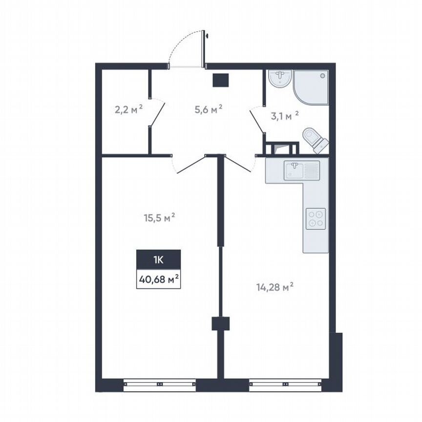 1-к. квартира, 40,7 м², 10/18 эт.